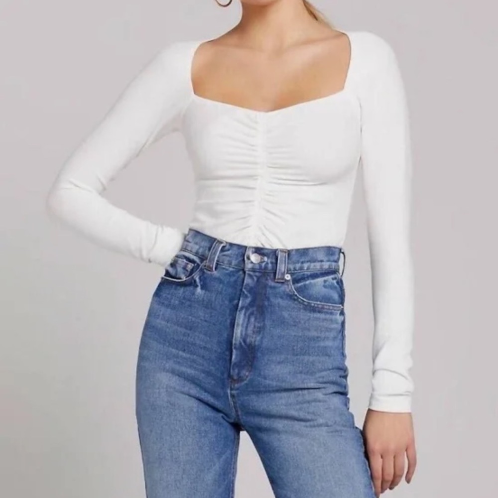 A.L.C. Womens Halley Ruched Sweetheart Pullover Top